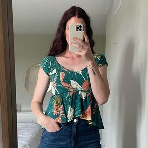 Patrons of Peace Green Floral Blouse